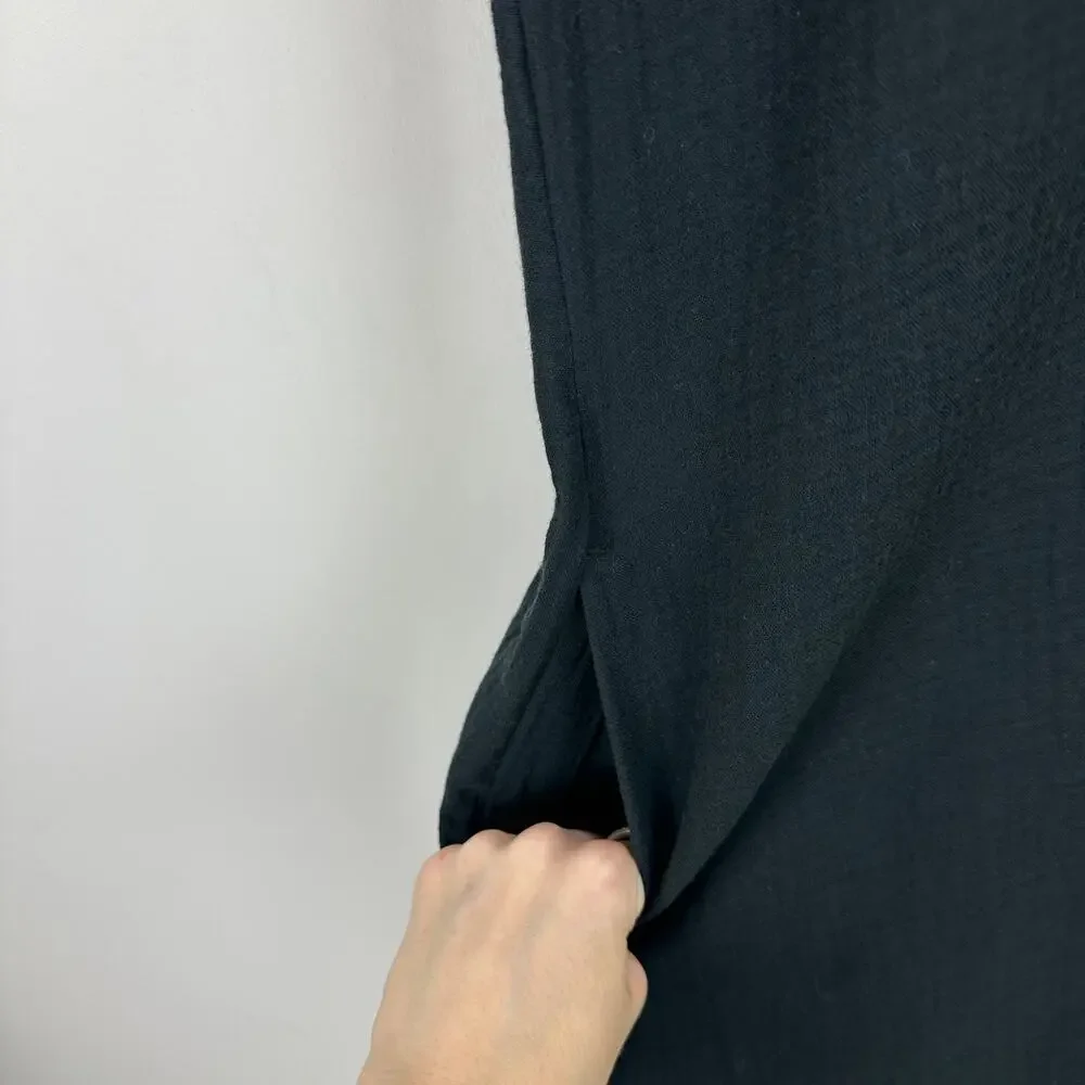 J.Crew Short Sleeve Gauze Popover Dress Mini Casual Cotton Black XXS NWT